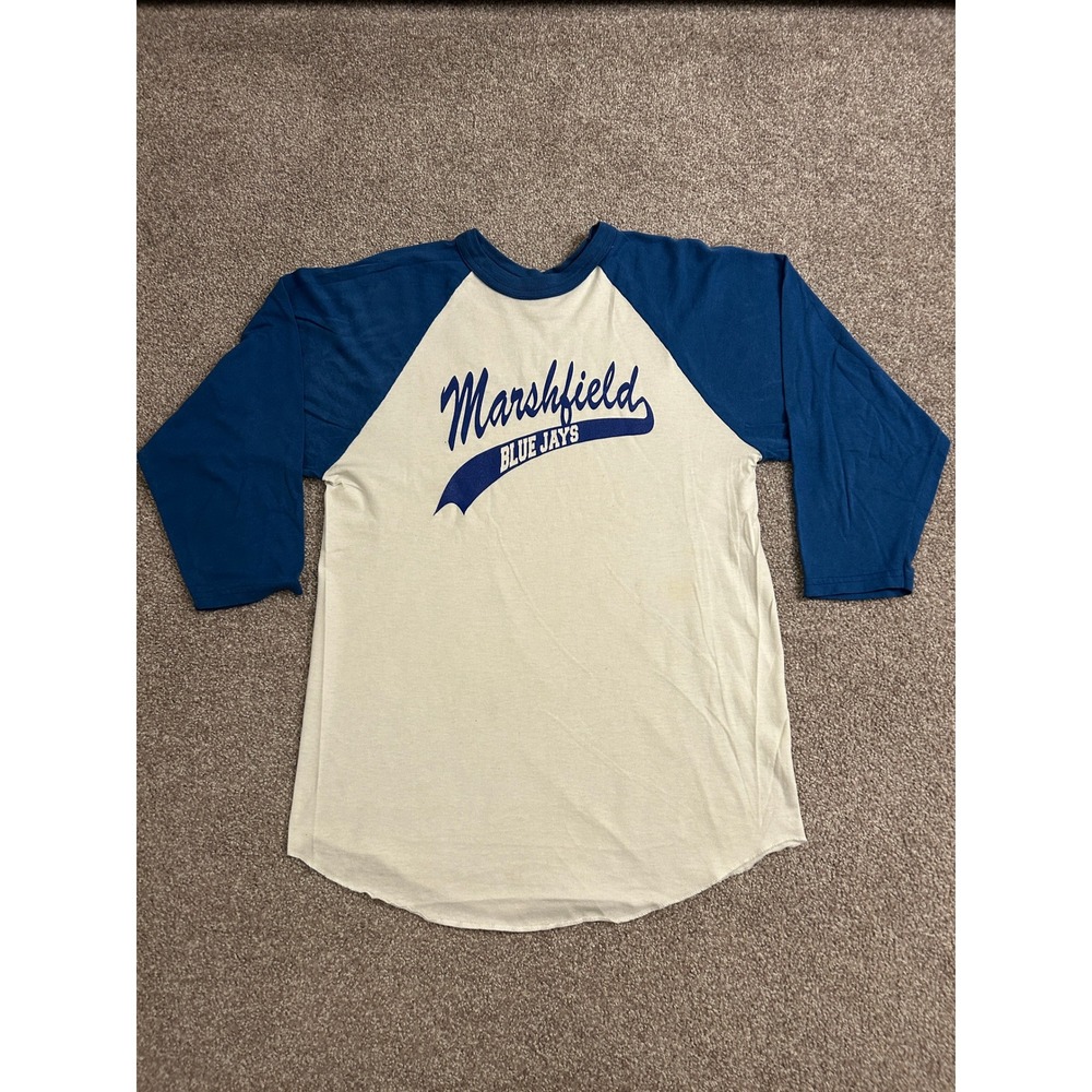 Augusta Sportswear Baseball Tee Adult M Blue Good Marshfield Blue Jays Raglan